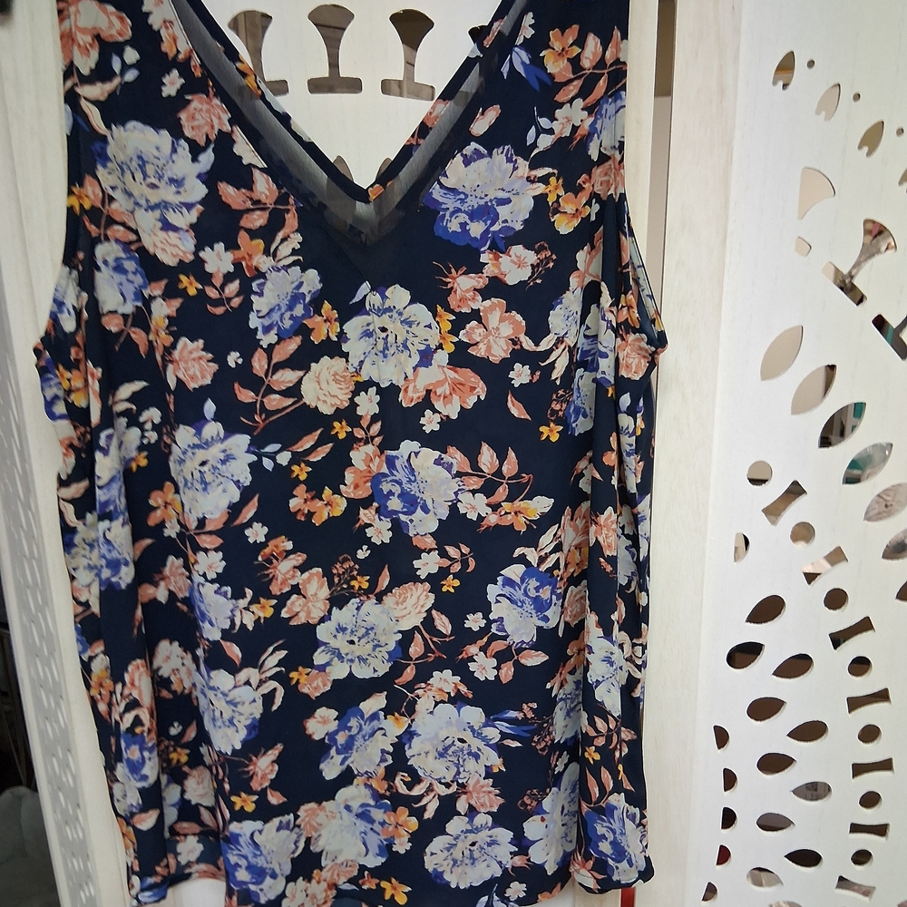 Maurices Navy Floral Sleeveless Blouse